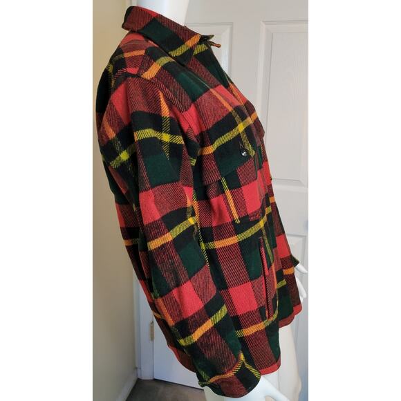 Johnson Woolen Mills Mackinaw Plaid Full Zip Hunting Jacket Vintage Size 16 USA - Picture 3 of 7